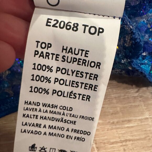 Blue Sequin Racerback Crop Top Dancewear By Curtain Call ADULT SMALL E2068 - Picture 7 of 9